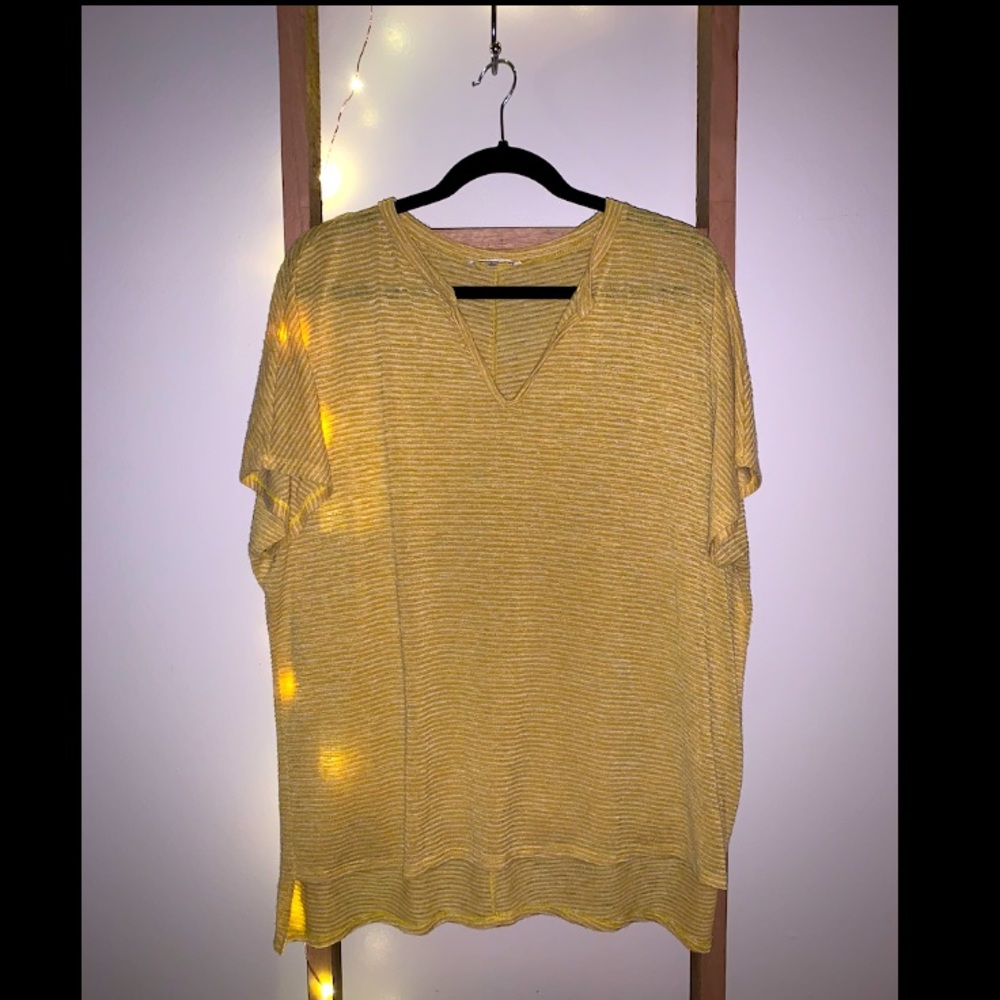 Gold and White stripe V-Neck top